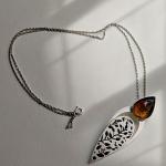 Delicate Handmade Sterling Silver Necklace with Honey Quartz Gemstone